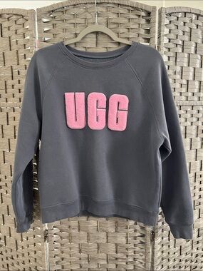UGG Charcoal Crewneck Sweatshirt with Pink Logo
